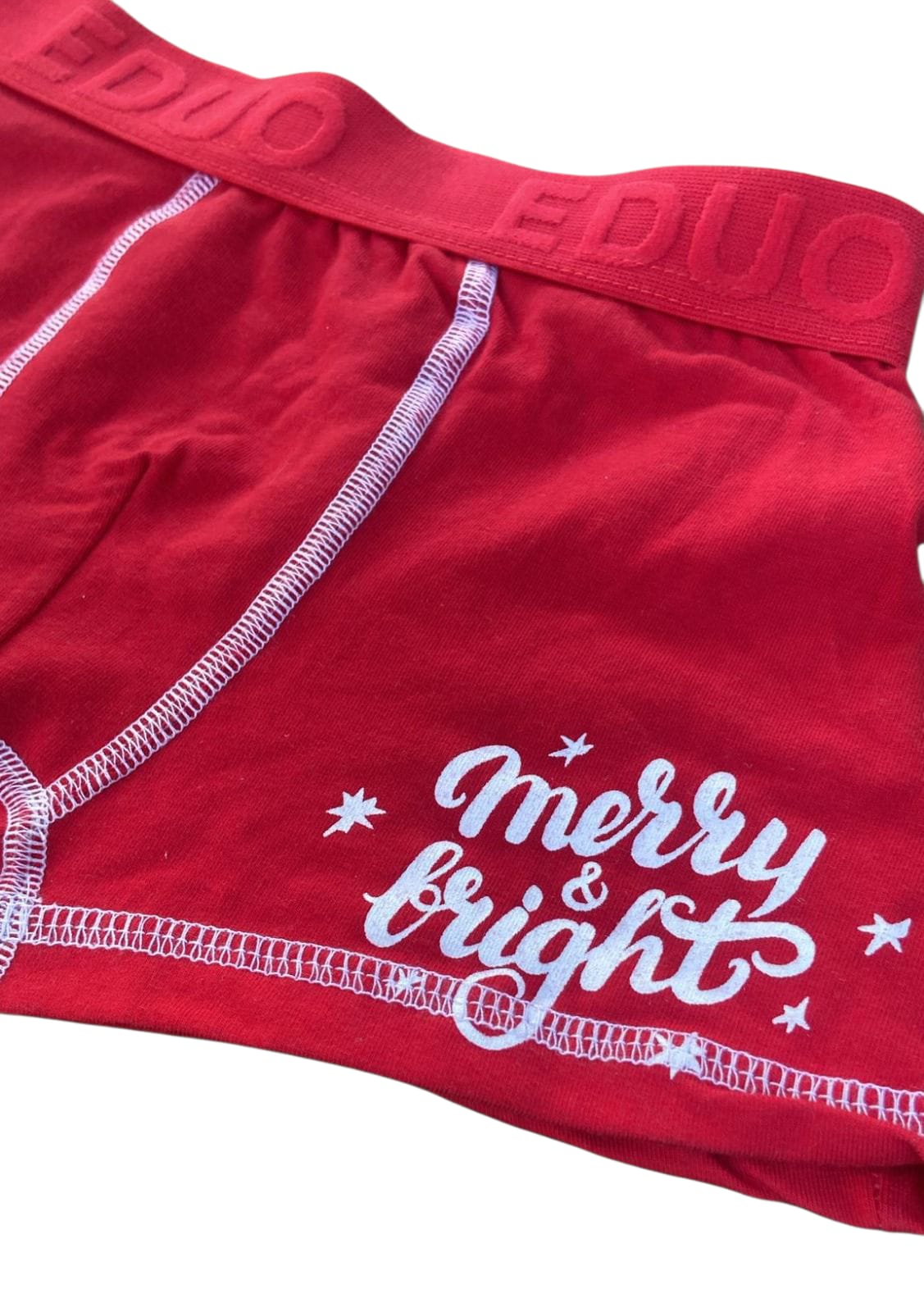 Calzoncillo Infantil Rojo "Merry & Bright" – Talla 10 Años