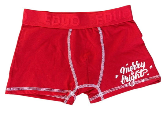 Calzoncillo Infantil Rojo "Merry & Bright" – Talla 10 Años