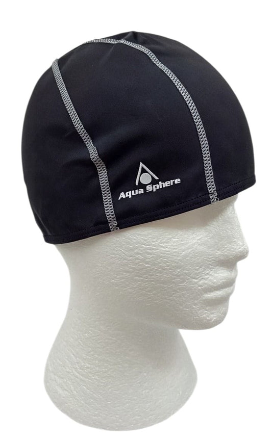 Gorro de Natación Aqua Sphere Negro con Costuras Grises