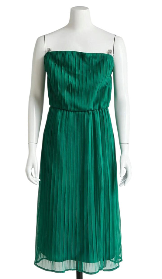 Vestido Strapless Verde Plisado – Talla L