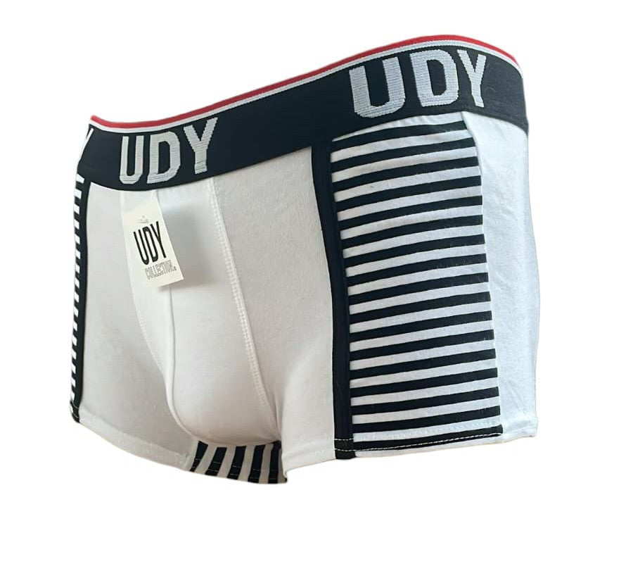 Boxer Masculino UDY Collection Rayas Blancas y Negras