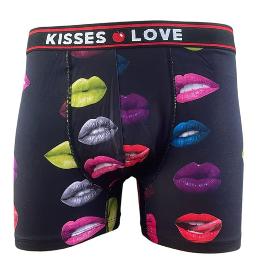 Boxer Masculino "Kisses Love" con Estampado de Labios Multicolor