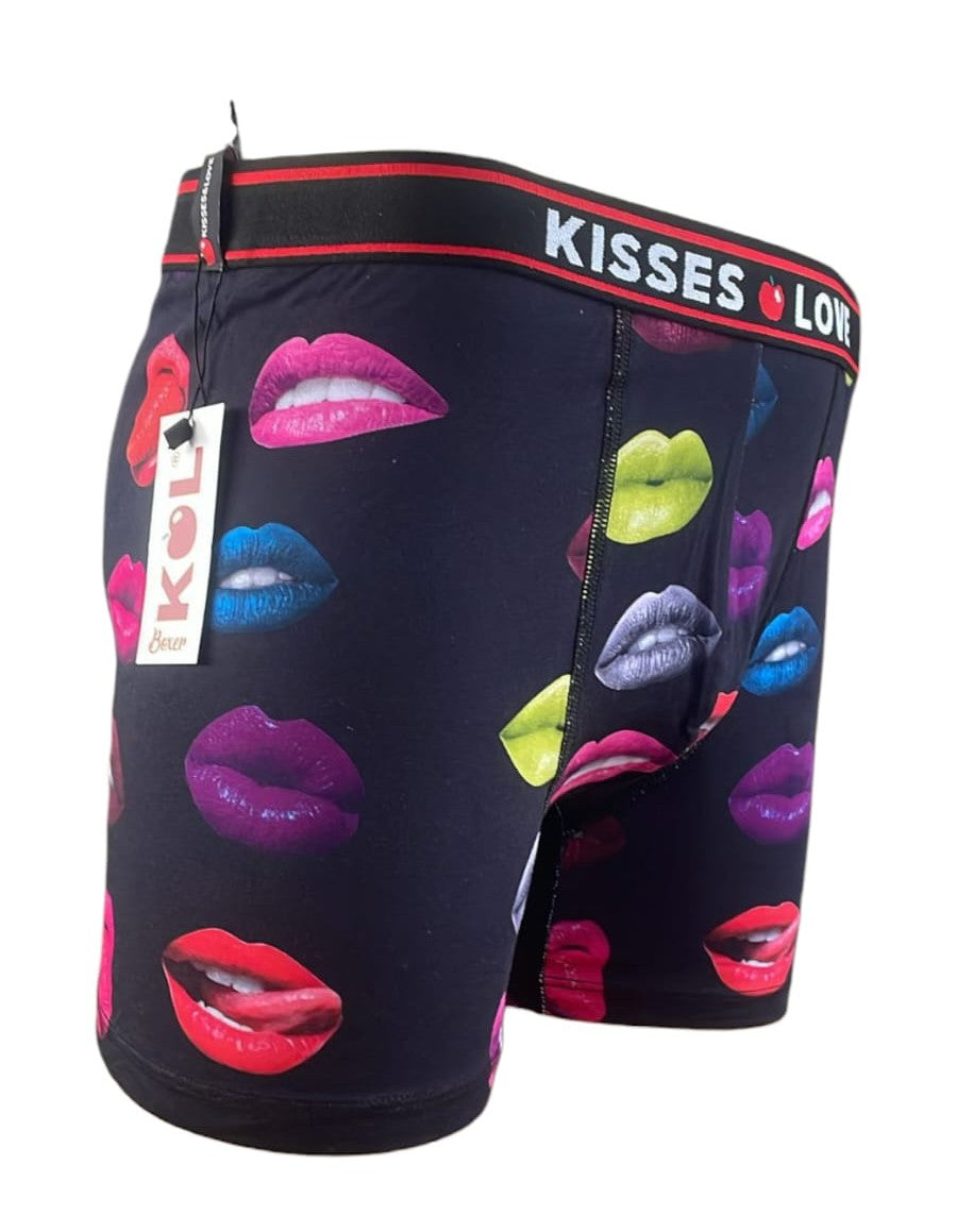 Boxer Masculino "Kisses Love" con Estampado de Labios Multicolor
