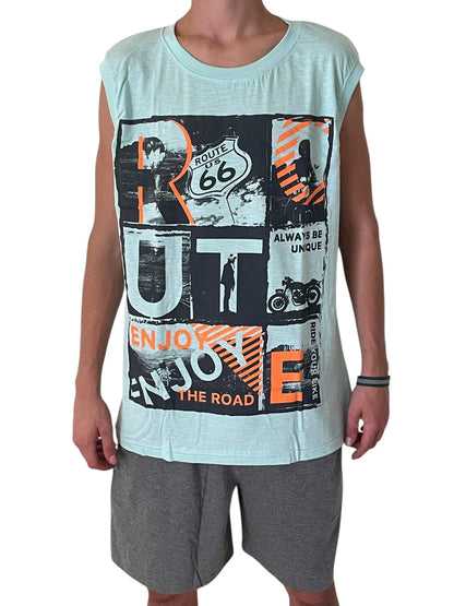 Pijama de Verano "Route 66" Hombre – Estilo Urbano y Fresco